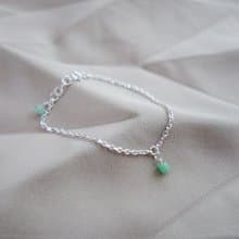 綠意天然翡翠手工手鍊・925 純銀・冰種緬甸玉珠