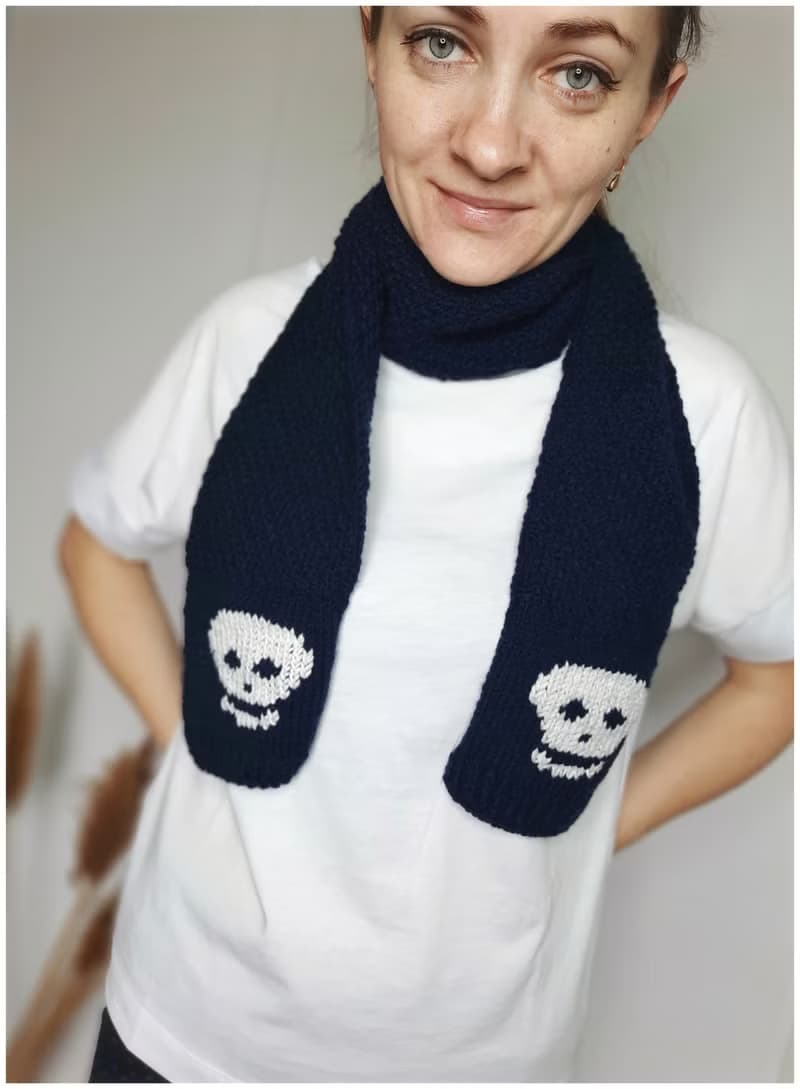 Infinity embroidered skull scarf unisex , halloween costume , skull gift