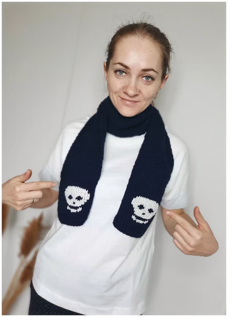 Infinity embroidered skull scarf unisex , halloween costume , skull gift