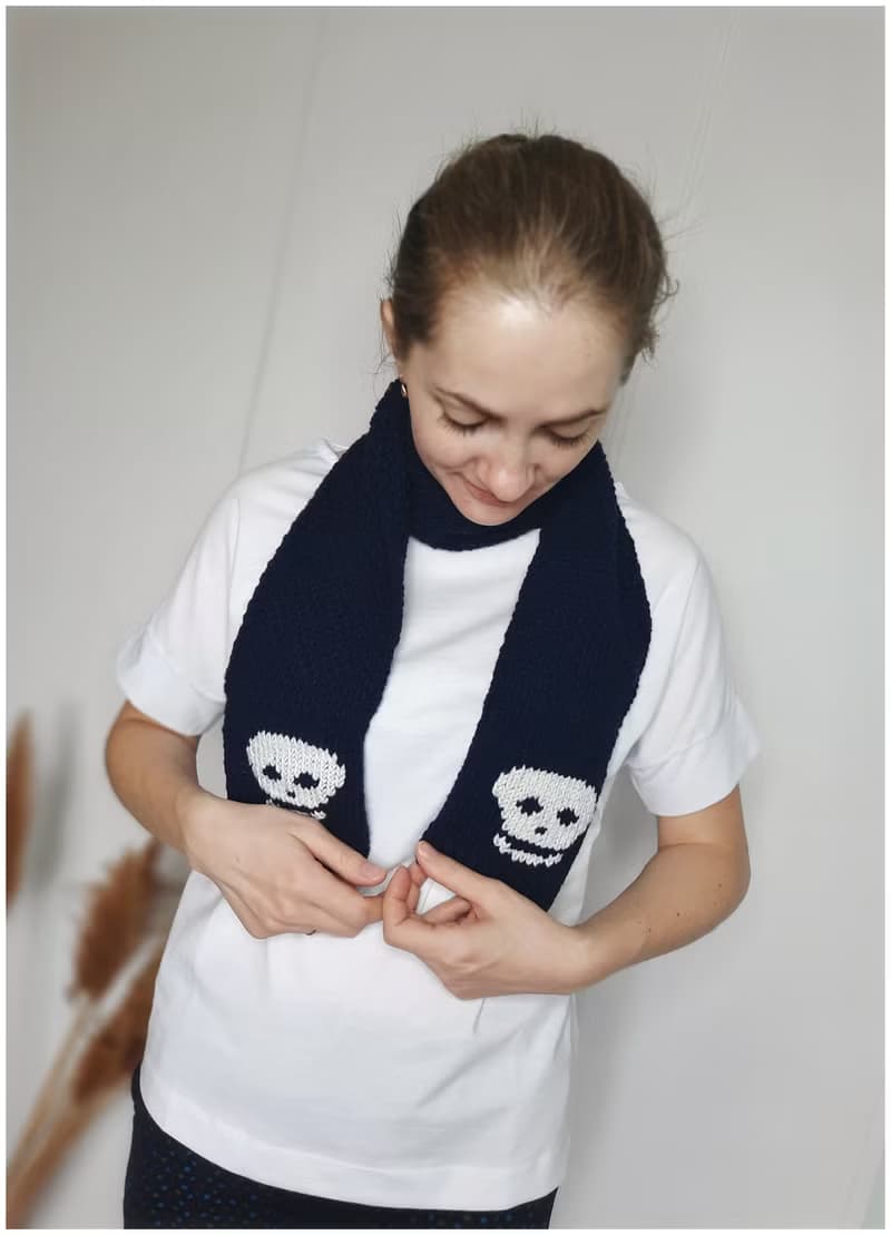 Infinity embroidered skull scarf unisex , halloween costume , skull gift