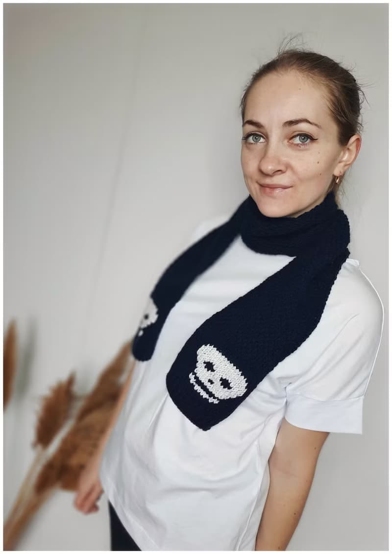 Infinity embroidered skull scarf unisex , halloween costume , skull gift