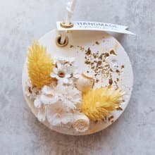聖誕交換禮物-加那利松蟲果圓形擴香片(淡黃+金箔)-可滴精油擴香