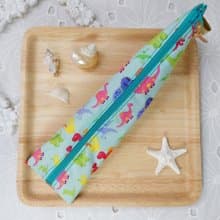 韓國恐龍防水布拉鍊立體餐具袋