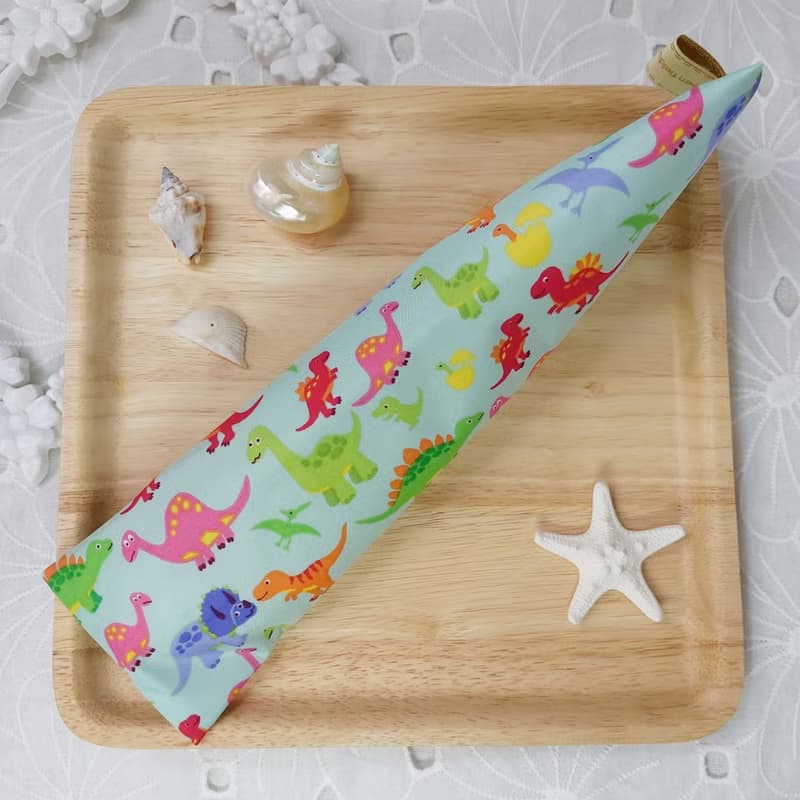 韓國恐龍防水布拉鍊立體餐具袋