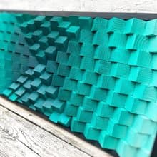 Teal Wood Wall Art - Ombre - Sound Diffuser - Acoustic Panel - Housewarming