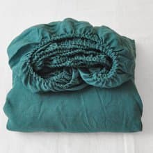 Teal linen fitted sheet / Softened linen bed sheet / Deep pocket
