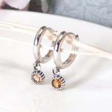 十一月誕生石 黃水晶 純銀耳環 易扣設計 天然石 生日禮物