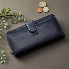 真皮女用長夾 / 大容量長夾拉鍊包 / 真皮長夾_藍/綠2色任選F3475