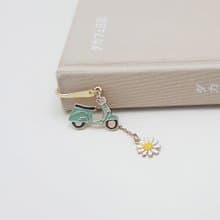 One wonderful day with a scooter bookmark,gift for book lovers, metal bookmark,