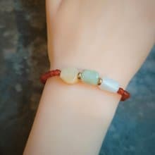 緬甸三彩隨形珠翡翠 紅瑪瑙串琺珠手鍊