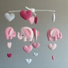 Baby mobile elephant, Pink elephant mobile, Elephant nursery mobile girl