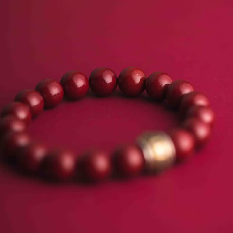 硃砂六字真言護身符手鍊 10mm