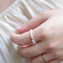 珍珠彈性戒  女生禮物 14K 包金 彈性戒