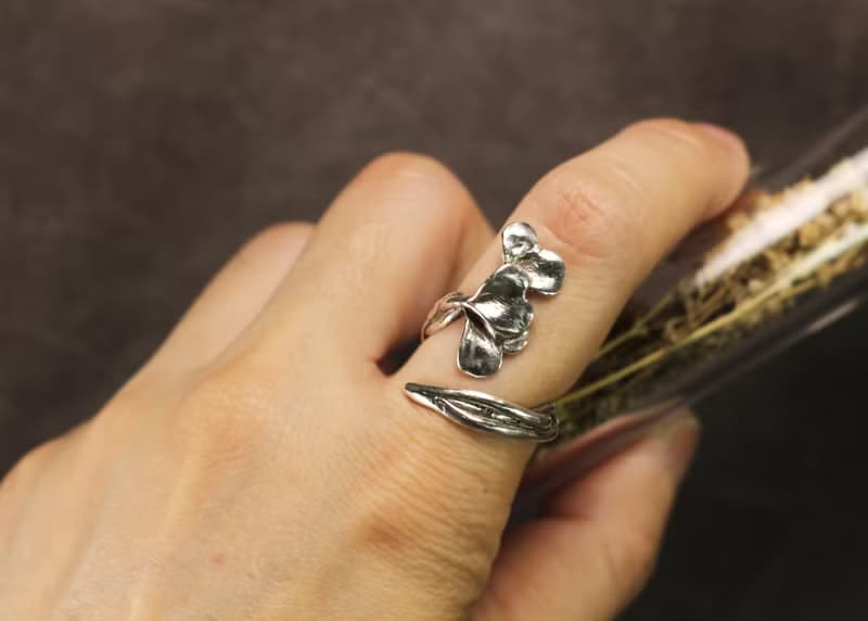 植物系列-銀杏纏繞925銀戒