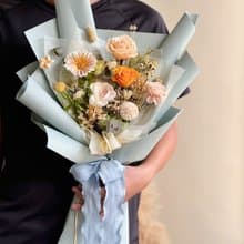 香橙Soda 藍橘色系 永生玫瑰花束