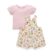 澳洲Purebaby有機棉嬰兒吊帶連身衣套裝 6M-2T 花朵