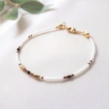 聖莫里茲 ‧ 黃銅 水晶 黑白 串珠 細手環