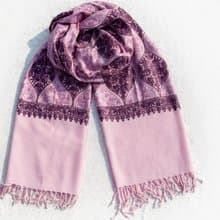 喀什米爾Cashmere 手織圍巾 編織圍巾 羊絨圍巾 純羊毛圍巾披巾 戒指絨披肩 保暖 暖暖 露營必備 登山-刺繡花朵