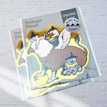 幻想生物與金蘋果大貼紙2入 行李箱貼紙 造型貼紙 / 五角星球