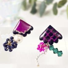 ネイビー×マゼンタ イヤリング/ピアス