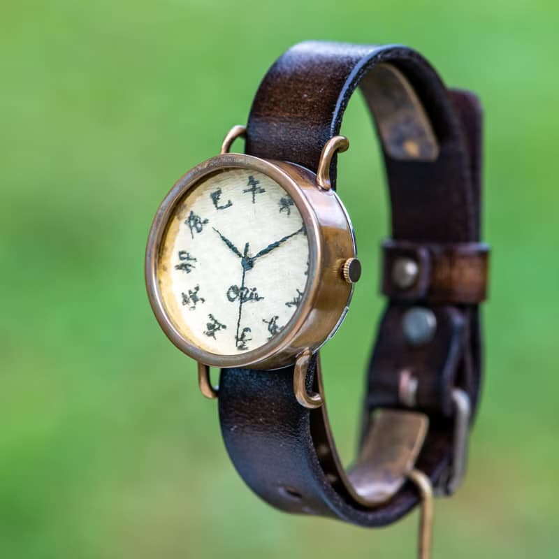 江戶文字款手錶淺茶色M