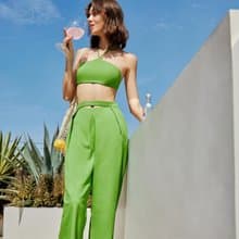 'Giza' Avocado crop top and pant set in Avocado (CRBW198)