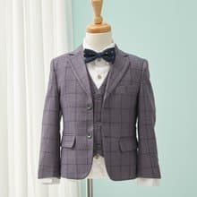 HAO.HAO kids 層次格紋西裝-灰格紋(三件組)