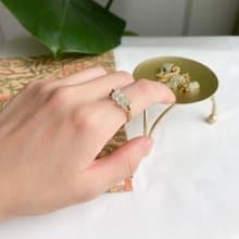 葡萄石鍊戒 黃銅戒指 復古 葡萄石