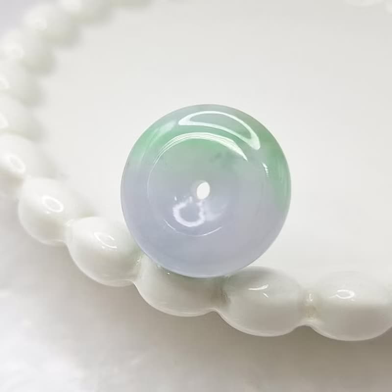 冰感春彩金絲綠平安扣吊墜 |天然緬甸玉A貨翡翠