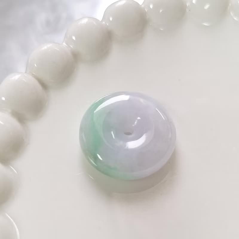 冰感春彩金絲綠平安扣吊墜 |天然緬甸玉A貨翡翠