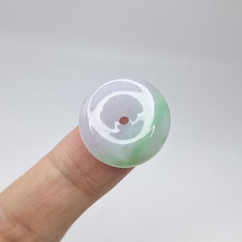 冰感春彩金絲綠平安扣吊墜 |天然緬甸玉A貨翡翠
