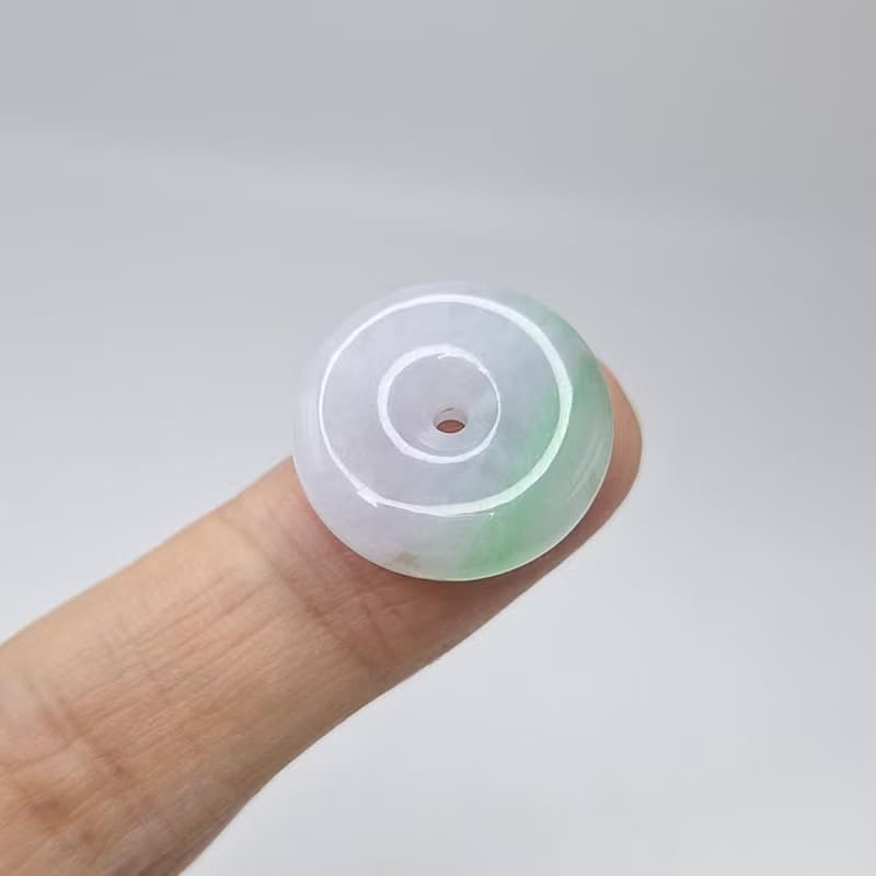 冰感春彩金絲綠平安扣吊墜 |天然緬甸玉A貨翡翠