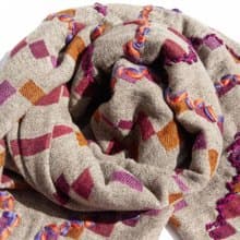 喀什米爾Cashmere/水煮羊毛披肩/針織圍巾/刺繡圍巾/羊絨披巾-粉