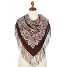 Authentic Pavlovo Posad Russian Shawl Scarf Soft 100% Wool 89x89 cm 1893-17