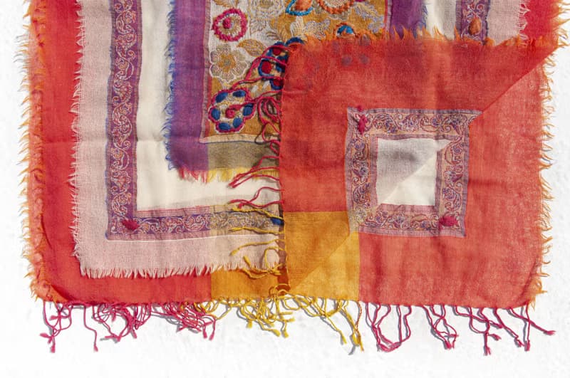 Pashmina刺繡羊毛披肩/針織圍巾/刺繡圍巾/羊絨披巾/喀什米爾Cashmere 圍巾羊毛 毛線圍巾克什米爾圍巾-花