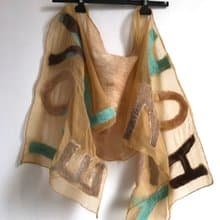Silk Chiffon Scarf with Felted Letters Personalized gift for women