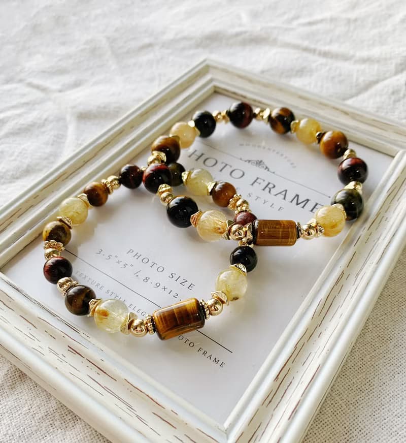 鈦晶/紅虎眼石/黃虎眼石/藍虎眼石 手作設計款能量水晶手鍊