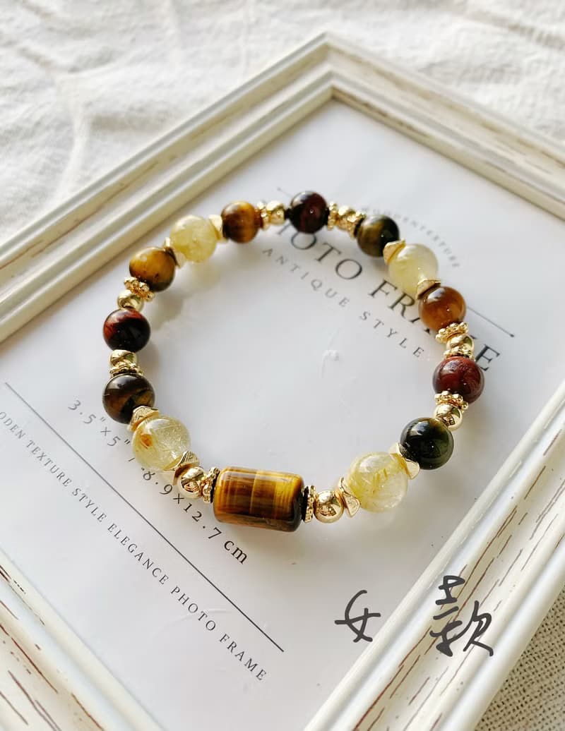 鈦晶/紅虎眼石/黃虎眼石/藍虎眼石 手作設計款能量水晶手鍊