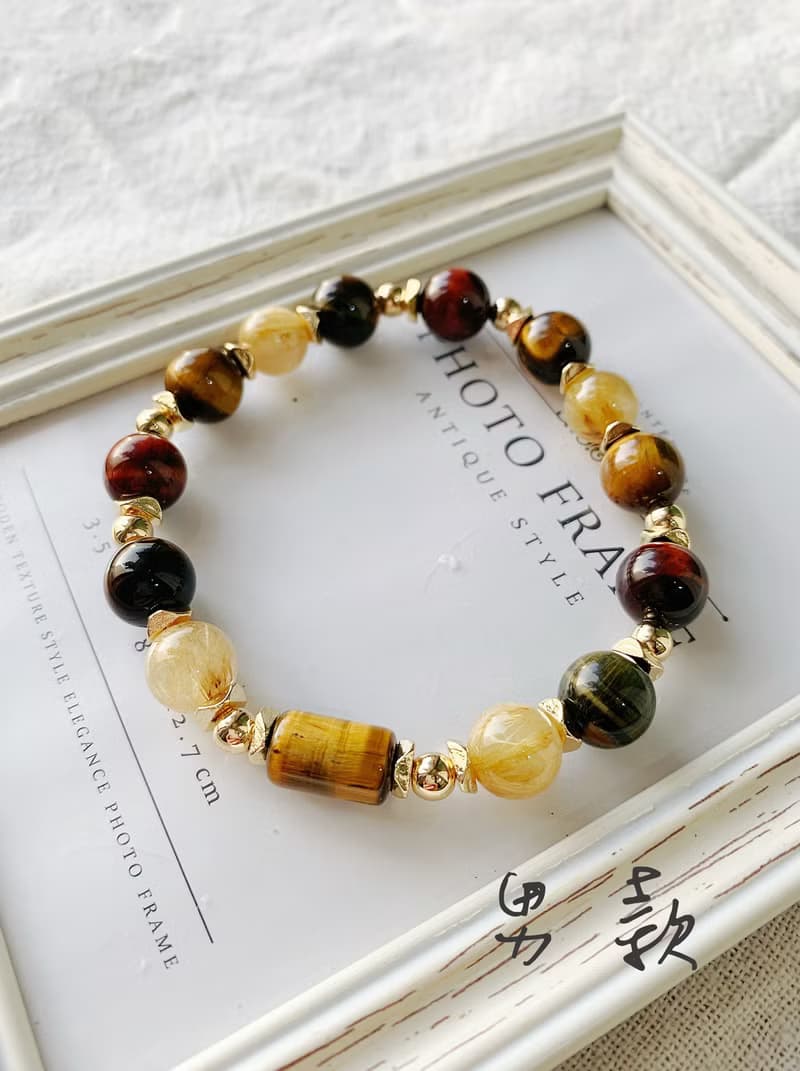 鈦晶/紅虎眼石/黃虎眼石/藍虎眼石 手作設計款能量水晶手鍊