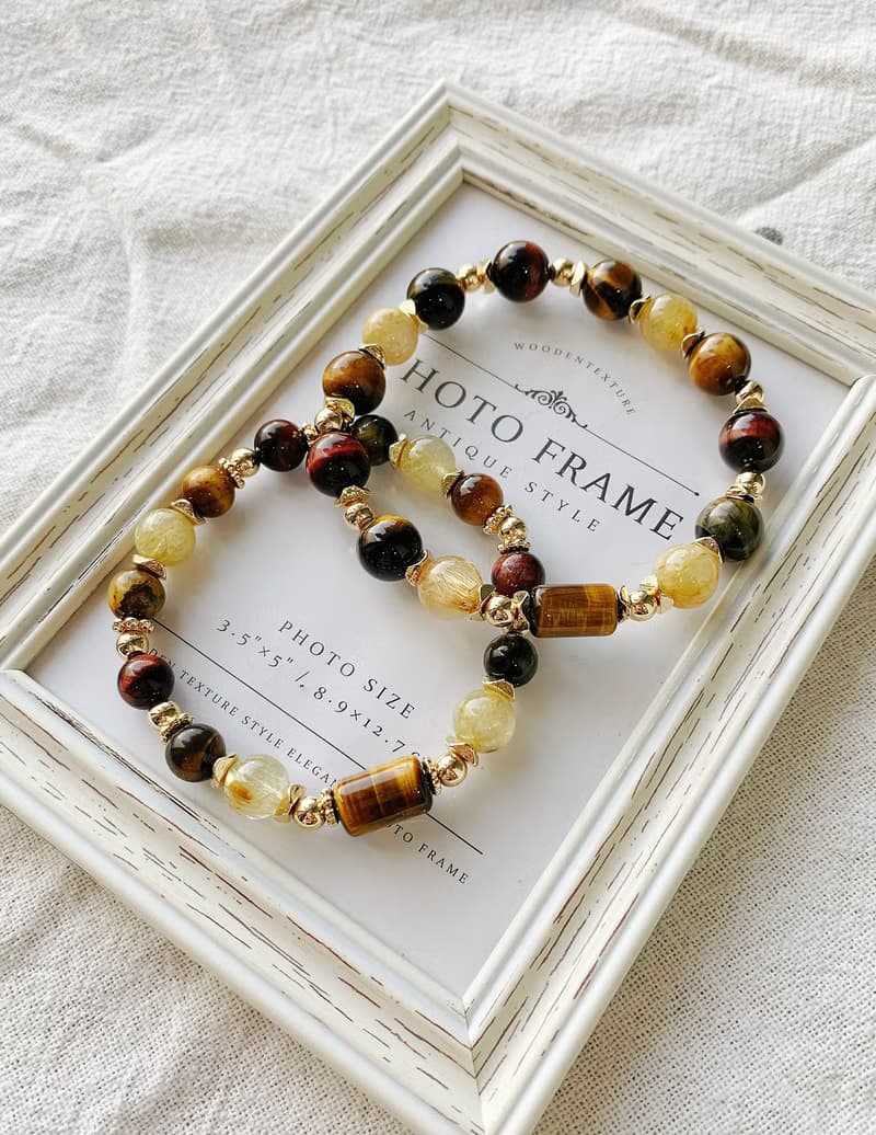 鈦晶/紅虎眼石/黃虎眼石/藍虎眼石 手作設計款能量水晶手鍊