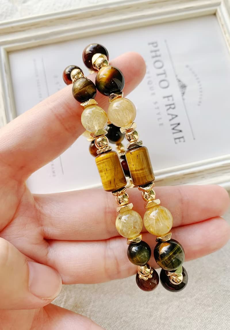 鈦晶/紅虎眼石/黃虎眼石/藍虎眼石 手作設計款能量水晶手鍊