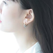 HappyCircle1.5cm│拉長石裙襬款 14kgf 耳夾 藍光 生日 禮物 灰