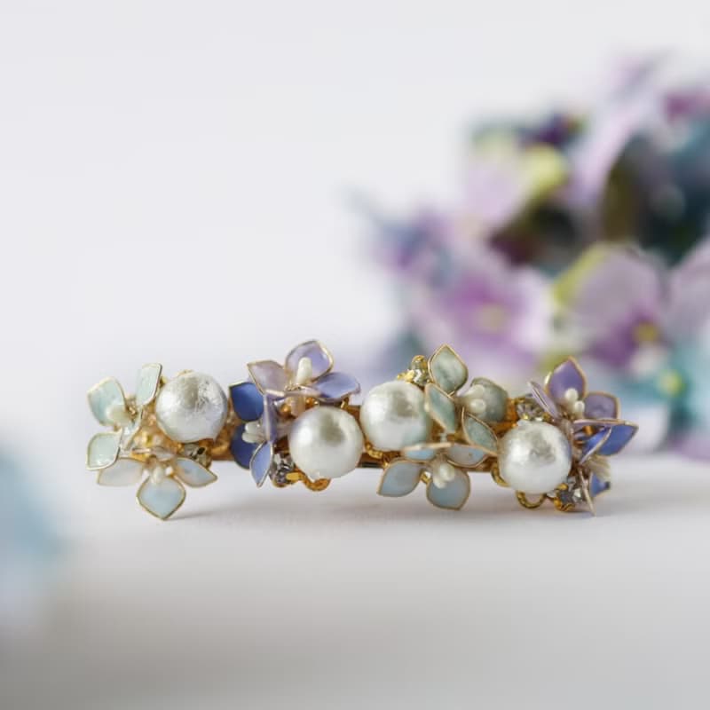 コットンパールと紫陽花のミニバレッタ
