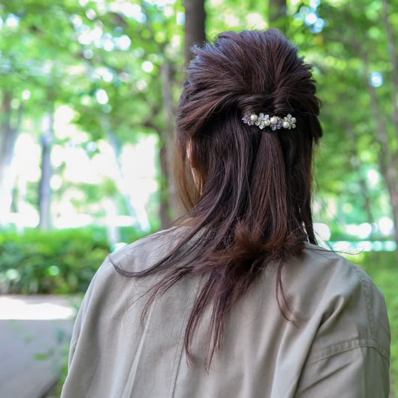 コットンパールと紫陽花のミニバレッタ