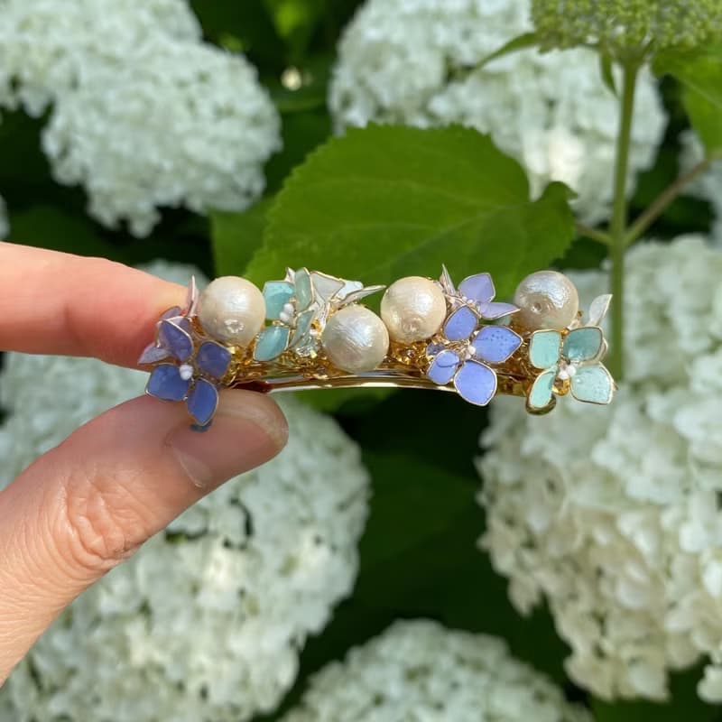 コットンパールと紫陽花のミニバレッタ