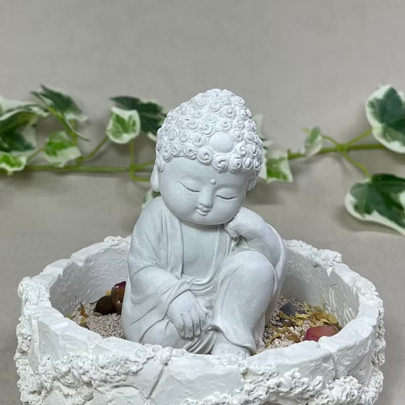 佛像擺飾 淨念吉祥小佛之悟道 中盤套組 水泥 佛 宗教 長輩禮