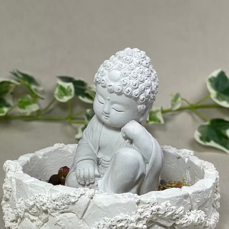 佛像擺飾 淨念吉祥小佛之悟道 中盤套組 水泥 佛 宗教 長輩禮
