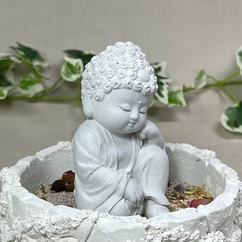 佛像擺飾 淨念吉祥小佛之悟道 中盤套組 水泥 佛 宗教 長輩禮