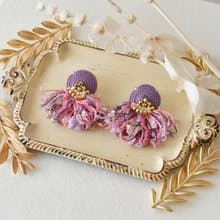 イヤリング/String tassel earrings /Pink Purple