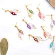 耳針/耳夾水晶花-乾燥花/落葉紛飛耳環-光點飾品